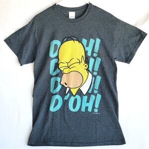Homer Simpson Doh Men's Gray 90s Retro Tee Shirt The Simpsons Size M